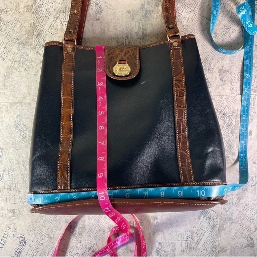 Vintage Brahmin brown & black purse tote leather - Picture 9 of 13